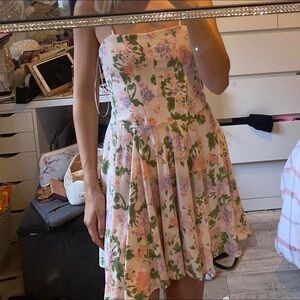 EUC Zara Floral Strapless Dress Sz S